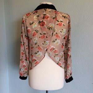 LUSH sheer floral button-down Women’s Size S